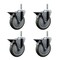 Service Caster 5 Inch Gray Polyurethane Wheel Swivel 34 Inch Threaded Stem Caster Set with Brake SCC SCC-TS20S514-PPUB-PLB-34212-4 - alternate 1